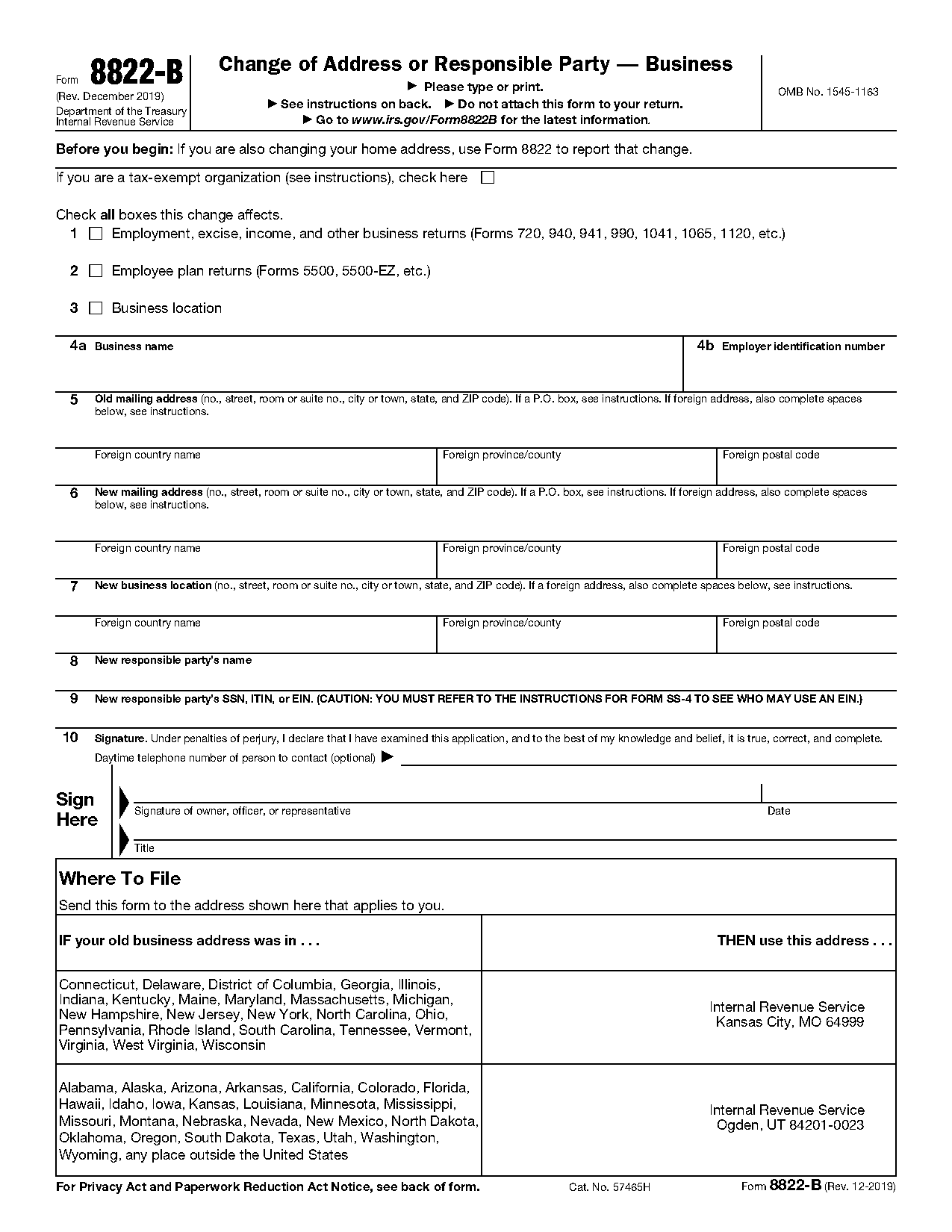 irs form for new business