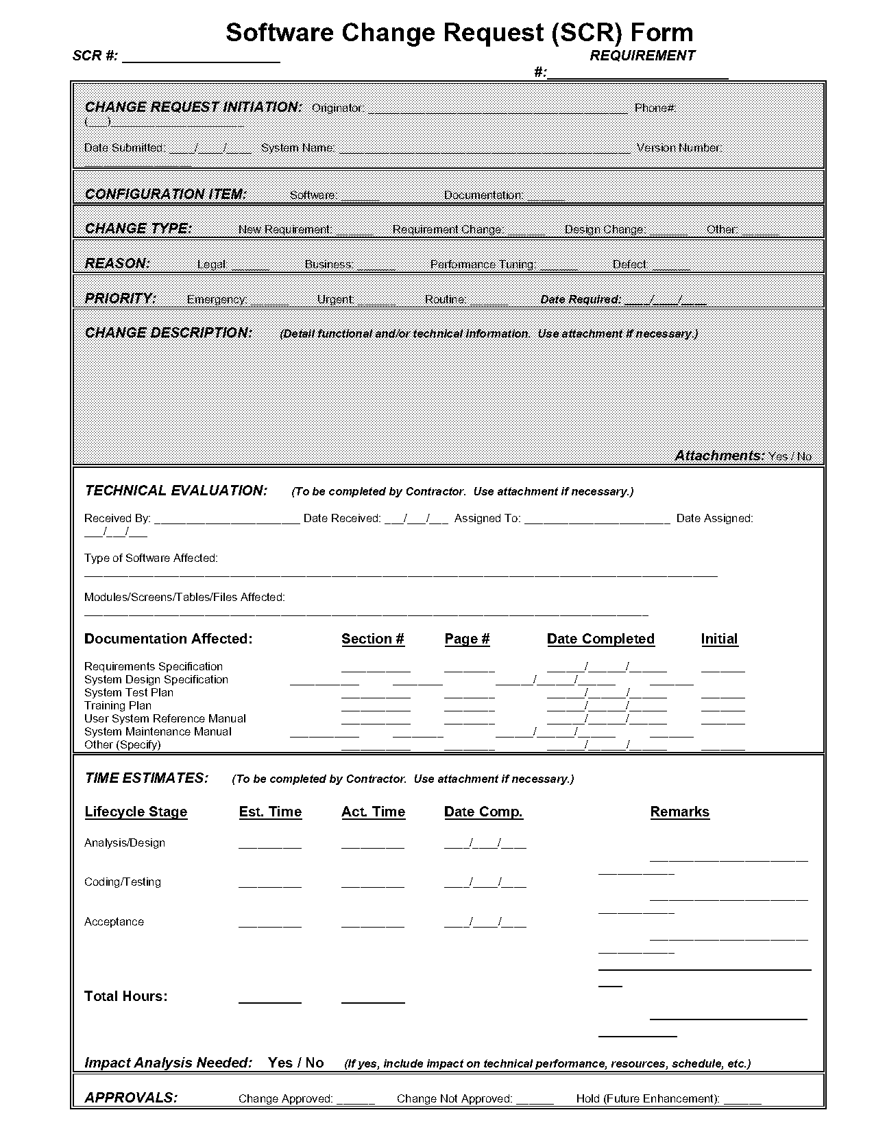 software change request form